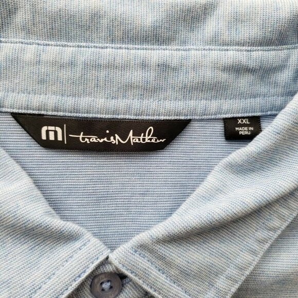 Travis Mathew Polo Shirt Blue Mens Size XXL Golf Short Sleeve Collar *LOGO* - Picture 9 of 12